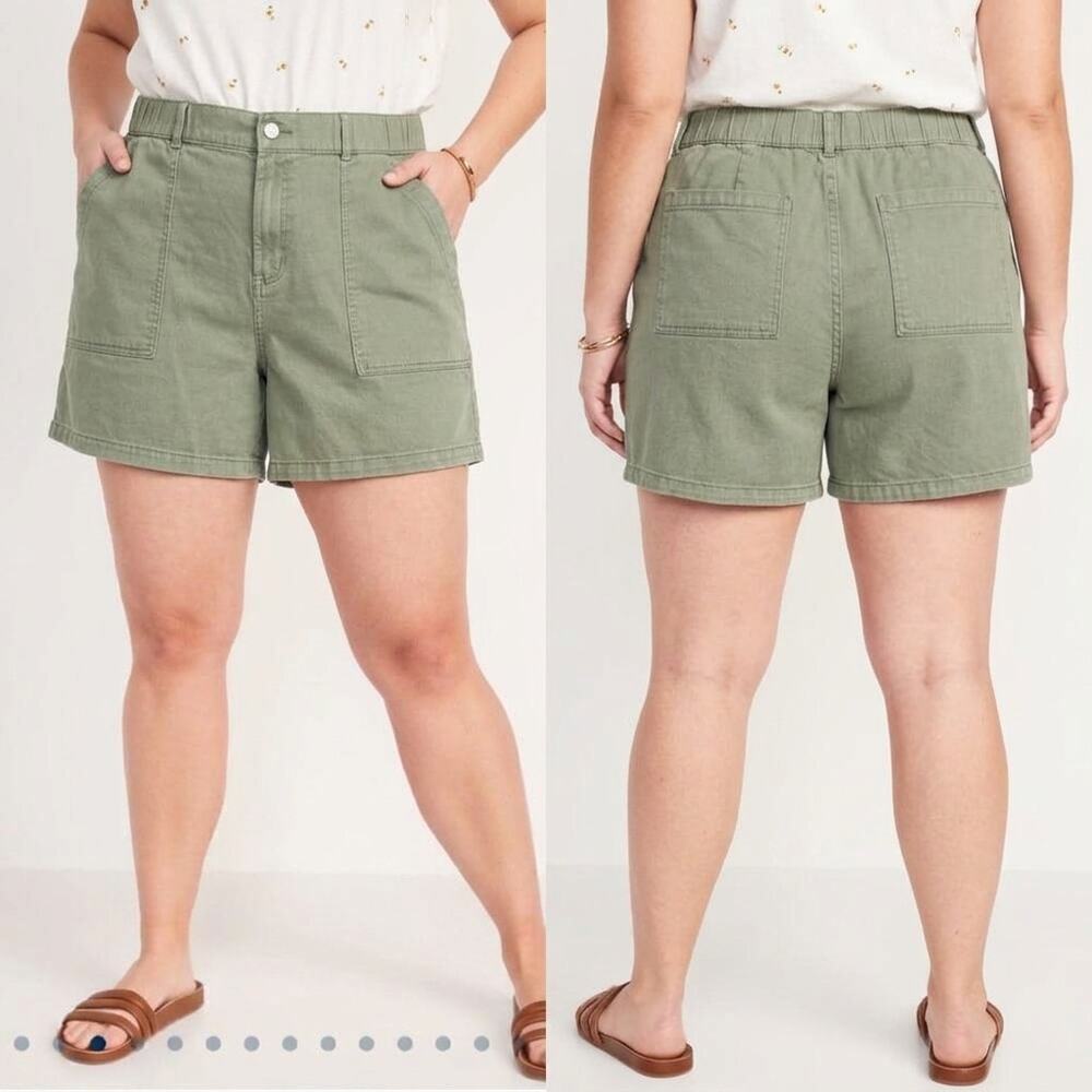 GAP XXL Green High Rise Utility Twill Shorts 4" Cotton Lyocell Plus Size Earthy